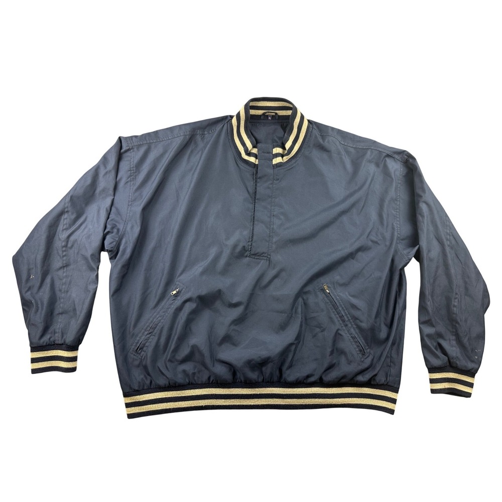 Winner‎ Mate Jacket Men XL Blue Microfiber Water Resistant Striped Trim Pullover